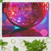 Levendige Neon Kerst Ornament Ontwerp Theedoek (Gevouwen)
