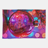 Levendige Neon Kerst Ornament Ontwerp Theedoek (Horizontaal)