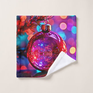Levendige Neon Kerstbal Ontwerp Bad Handdoek
