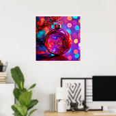 Levendige Neon Kerstbal Ontwerp Poster (Thuiskantoor)