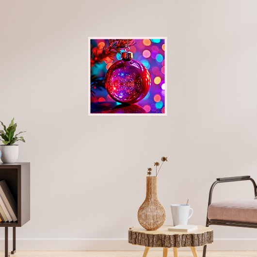 Levendige Neon Kerstbal Ontwerp Poster (Woonkamer 3)