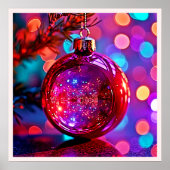 Levendige Neon Kerstbal Ontwerp Poster (Voorkant)