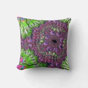 Levendige Neon Kleurrijke Trippy Groovy Fractale K Kussen