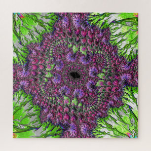 Levendige Neon Kleurrijke Trippy Groovy Fractale K Legpuzzel