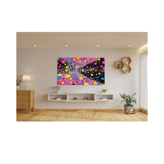 Levendige Neon Kosmische Stippen Abstract Ruimteon Foto Afdruk