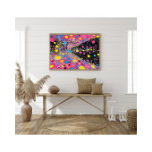 Levendige Neon Kosmische Stippen Abstract Ruimteon Foto Afdruk