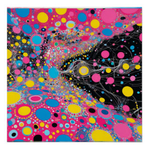 Levendige Neon Kosmische Stippen Abstract Ruimteon Perfect Poster