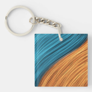 Levendige Neon Lichtstrengen van Blauw en Oranje Sleutelhanger