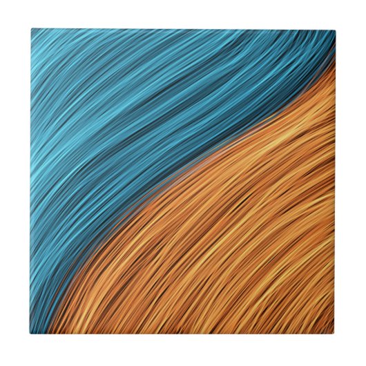 Levendige Neon Lichtstrengen van Blauw en Oranje Tegeltje (Voorkant)