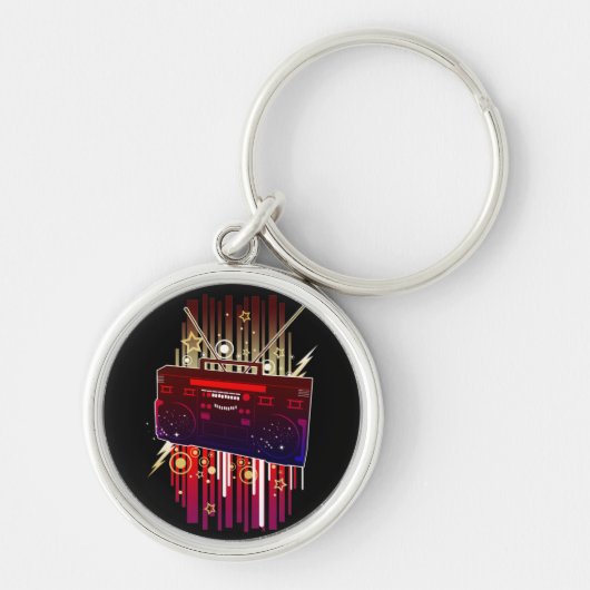 Levendige Neon Luidspreker Kunst met Retro Geluid Sleutelhanger (Voorkant)