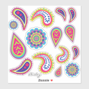 Levendige neon moderne Paisley & Mandalas Sticker