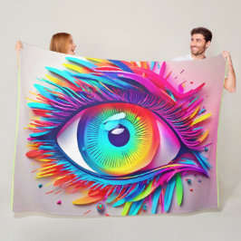 Levendige Neon Oog Abstracte Kunst Fleece Deken