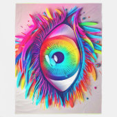 Levendige Neon Oog Abstracte Kunst Fleece Deken (Voorkant)