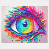 Levendige Neon Oog Abstracte Kunst Fleece Deken (Voorkant (Horizontaal))