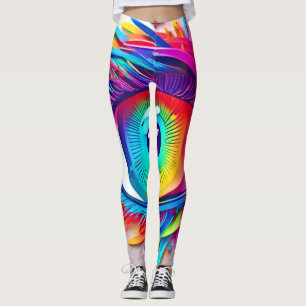 Levendige Neon Oog Abstracte Kunst Leggings