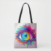 Levendige Neon Oog Abstracte Kunst Tote Bag (Voorkant)