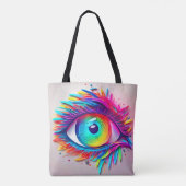 Levendige Neon Oog Abstracte Kunst Tote Bag (Achterkant)
