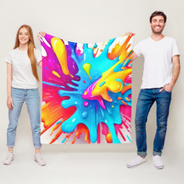Levendige Neon Paint Splash Art Fleece Deken