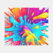 Levendige Neon Paint Splash Art Fleece Deken (Voorkant (Horizontaal))
