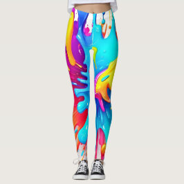 Levendige Neon Paint Splash Art Leggings