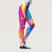 Levendige Neon Paint Splash Art Leggings (Rechts)