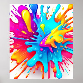 Levendige Neon Paint Splash Art Poster