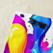 Levendige Neon Paint Splash Art Strandlaken (In situ)