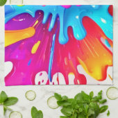 Levendige Neon Paint Splash Art Theedoek (Gevouwen)