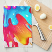 Levendige Neon Paint Splash Art Theedoek (Quarter Fold)
