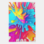 Levendige Neon Paint Splash Art Theedoek (Verticaal)