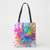 Levendige Neon Paint Splash Art Tote Bag (Voorkant)