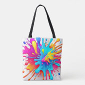 Levendige Neon Paint Splash Art Tote Bag (Achterkant)