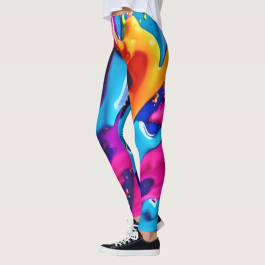 Levendige Neon Paint Splatter Abstract Leggings (Links)