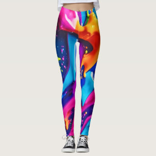 Levendige Neon Paint Splatter Abstract Leggings