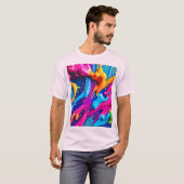 Levendige Neon Paint Splatter Abstract T-shirt (Voorkant volledig)