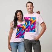 Levendige Neon Paint Splatter Abstract T-shirt (Unisex)