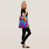 Levendige Neon Paint Splatter Abstract Tote Bag (Op model)