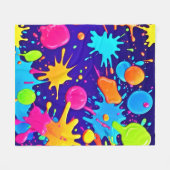 Levendige Neon Paint Splatter Art Fleece Deken (Voorkant (Horizontaal))