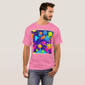 Levendige Neon Paint Splatter Art T-shirt (Voorkant volledig)
