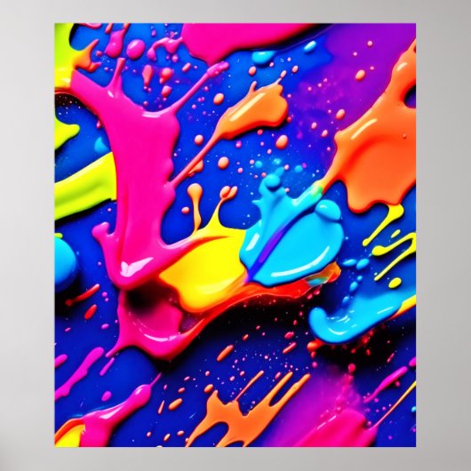 Levendige Neon Paint Splatter kunstwerk Poster (Voorkant)