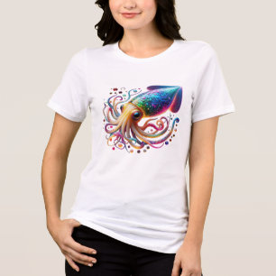 Levendige Neon Pijlinktvis – Kleurrijke Diepzee Sc Tri-Blend Shirt