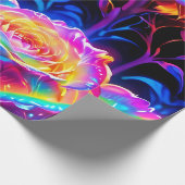 Levendige neon psychedelische bloemen cadeaupapier (Hoek)