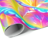 Levendige neon psychedelische bloemen cadeaupapier (Rol Hoek)