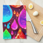 Levendige Neon Raindrops Art Theedoek (Quarter Fold)