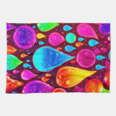 Levendige Neon Raindrops Art Theedoek (Horizontaal)