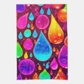 Levendige Neon Raindrops Art Theedoek (Verticaal)