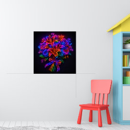 Levendige Neon Regenboog Bloemstuk Muur Poster