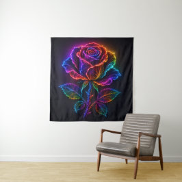 Levendige Neon Regenboog Roos Bloei met Elektrisch Wandkleed