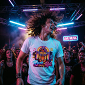 Levendige Neon Rock 'n' Roll Jukebox Tri-Blend Shirt