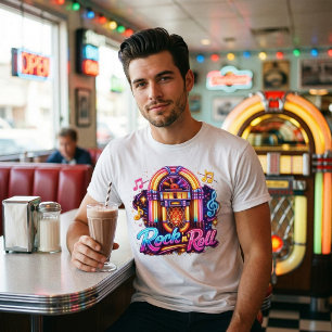 Levendige Neon Rock 'n' Roll Jukebox Tri-Blend Shirt